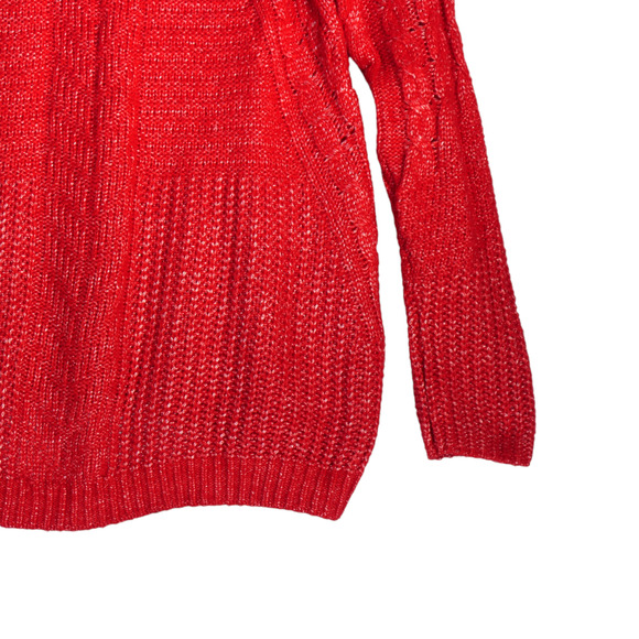 NEW Liz Claiborne Sweater Womens Medium Heathered Red with Silver Cowl Neck - Picture 4 of 6